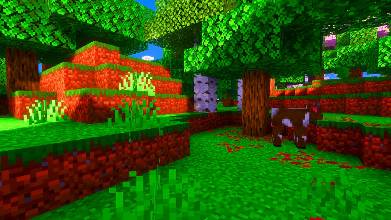 Saturation texture pack: Forest with colorful trees and animals