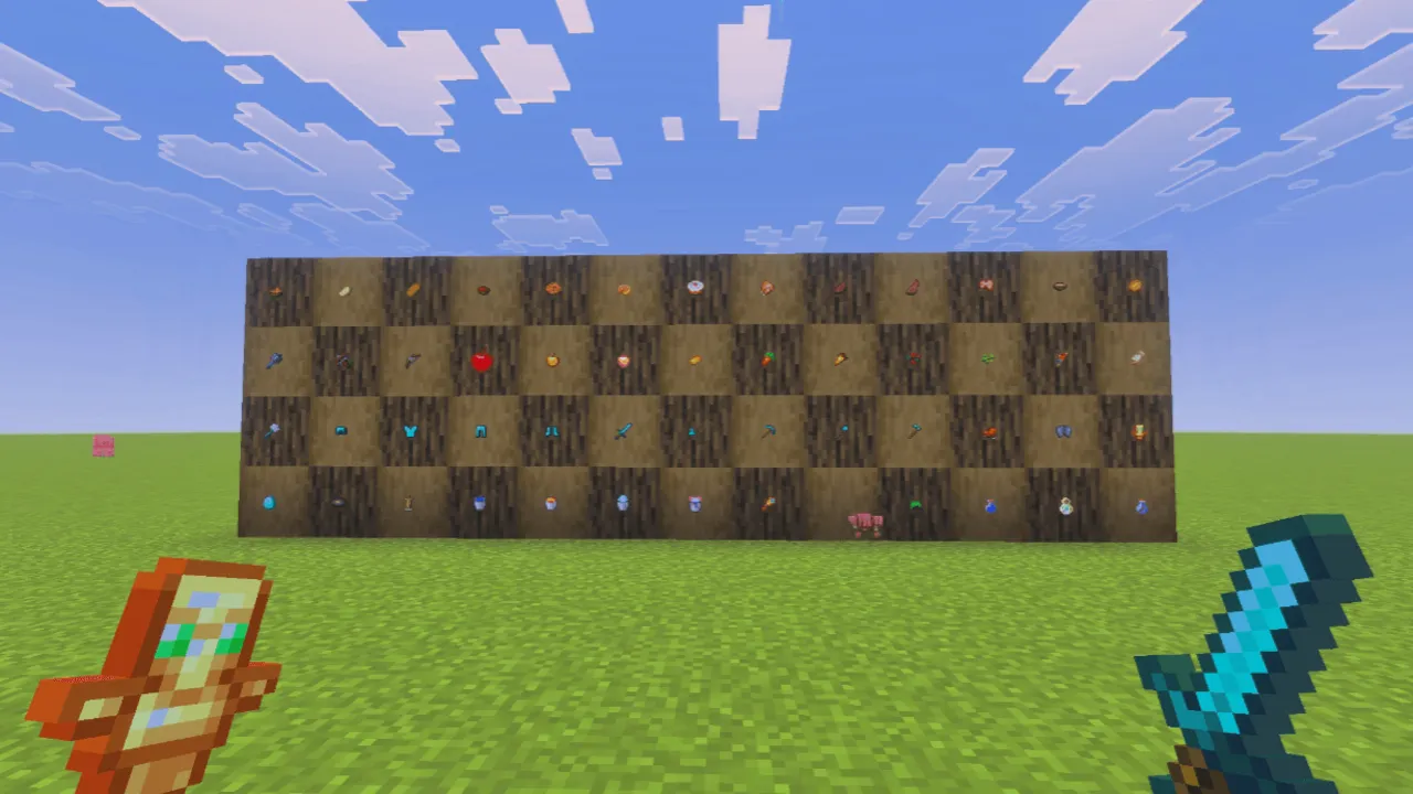 Small Items texture pack: Items on a wall with sword and shield