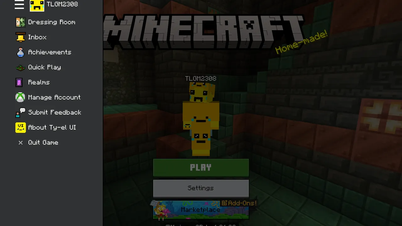 The Ty-el's UI Pack: Sidebar menu on the start screen