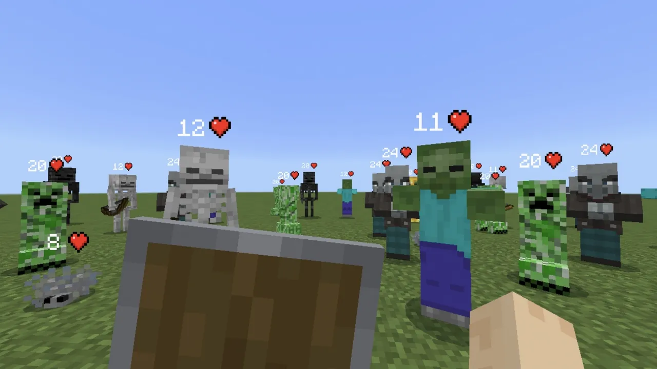 Ultimate Survival Texture Pack: Player holding shield facing zombies and skeletons