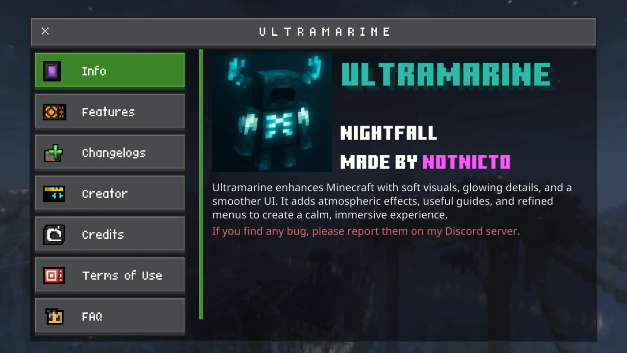 Ultramarine Nightfall texture pack for Minecraft PE, screenshot 4