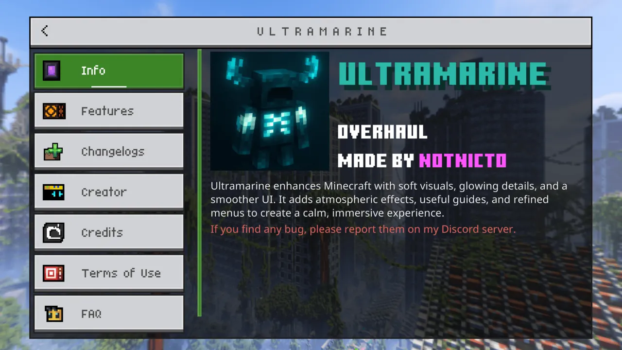 Ultramarine Overhaul texture pack: Info screen