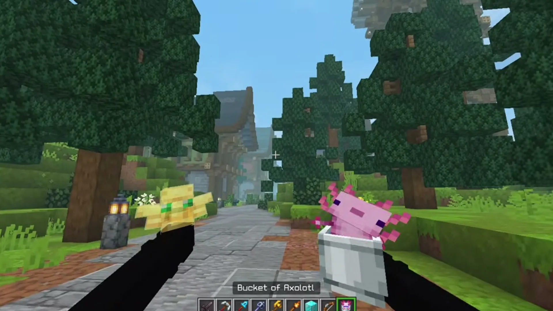 View Model A&S texture pack: Bucket of Axolotl held by player