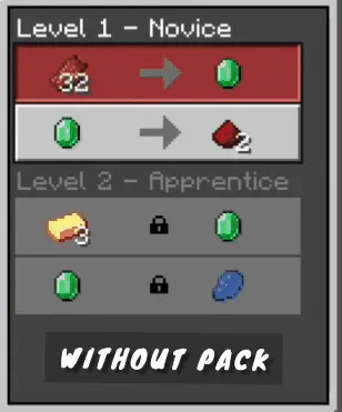 Villagers Trade Unlocker texture pack: Villager trade levels without pack