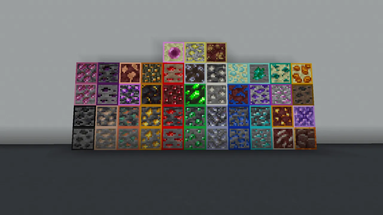 Visible Ores Plus texture pack: Ore blocks with glowing outlines