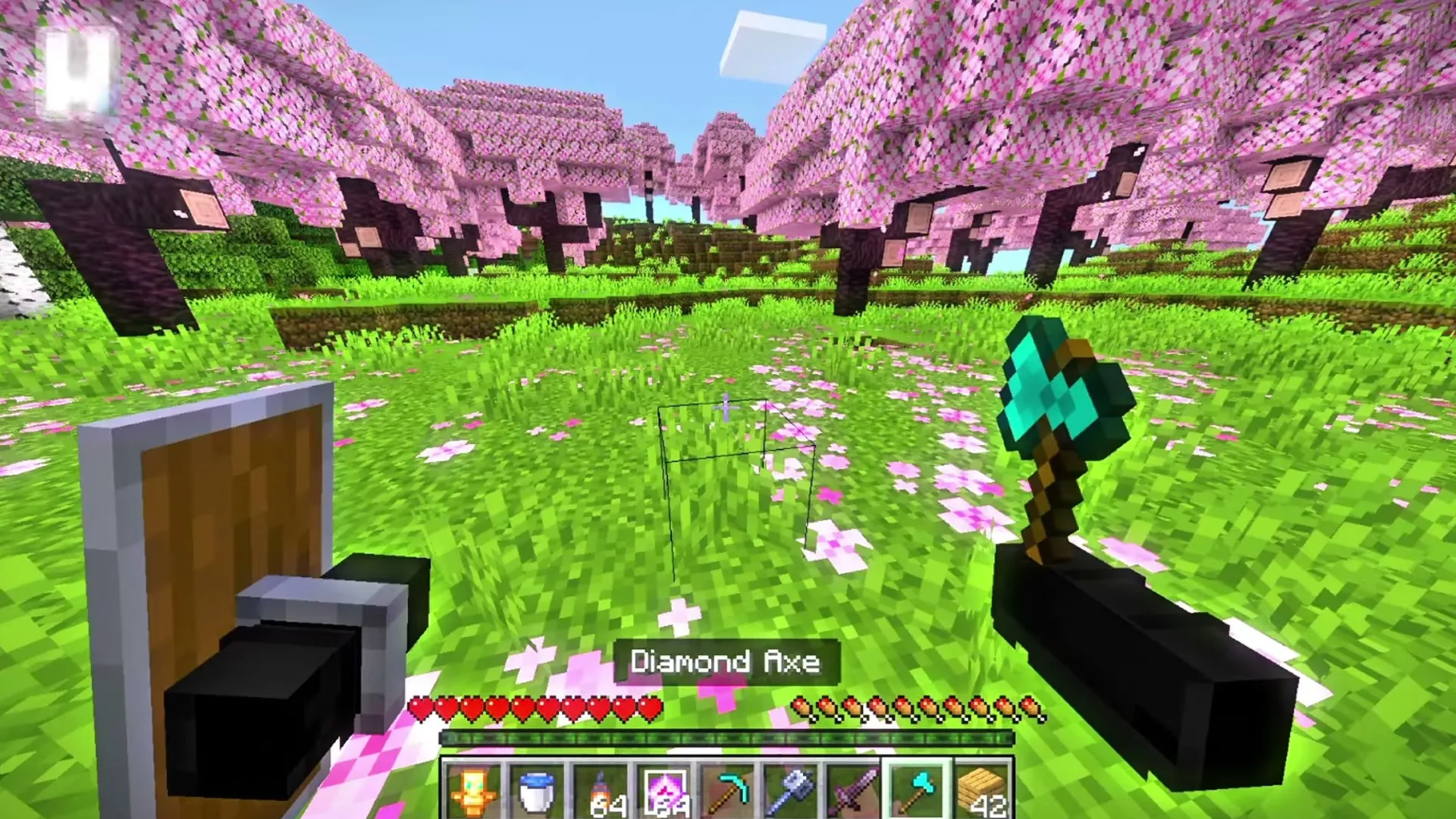 Xnova Model texture pack: Diamond axe in hand with cherry blossoms
