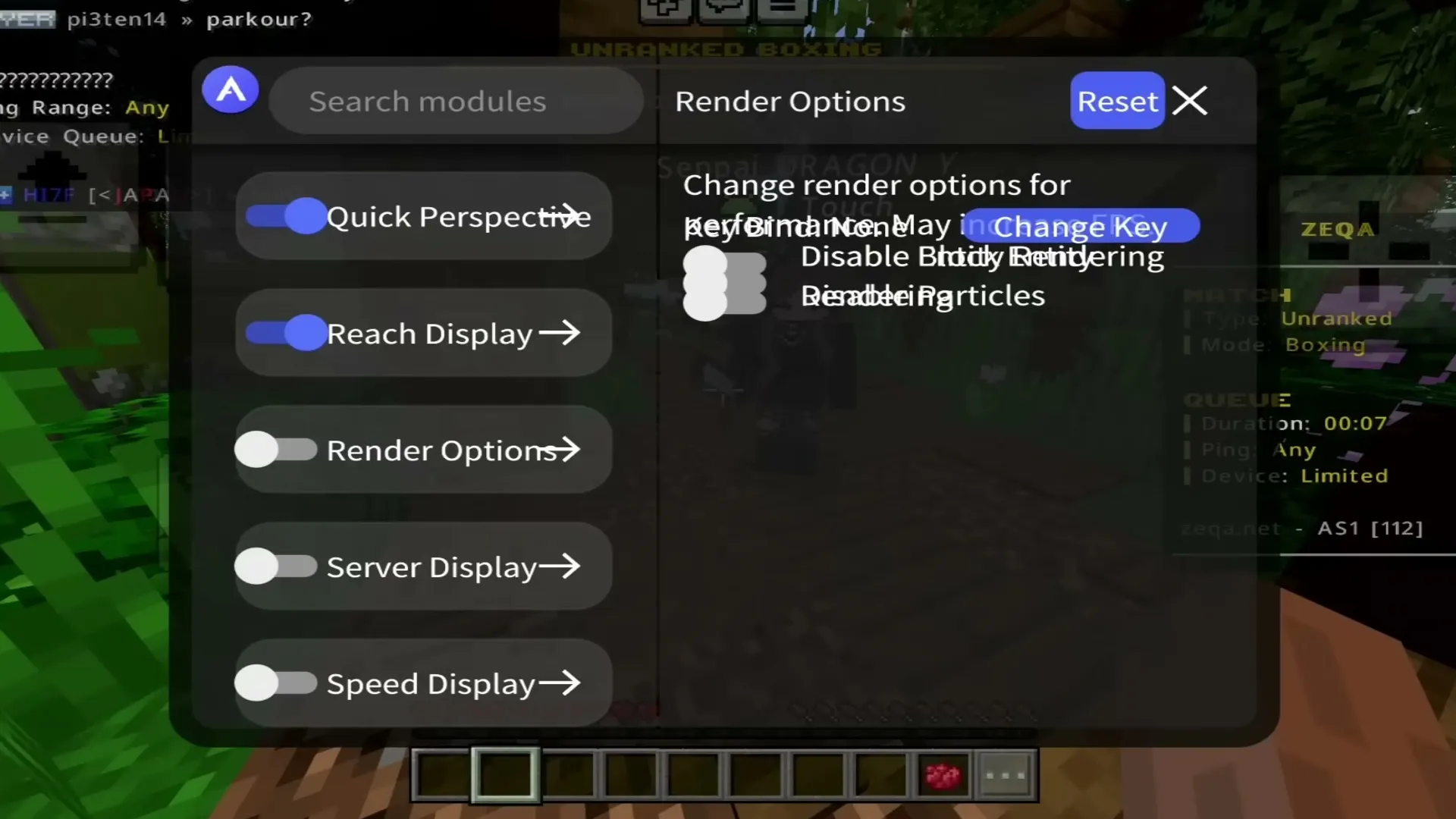 Atlas Client's render options and display modules