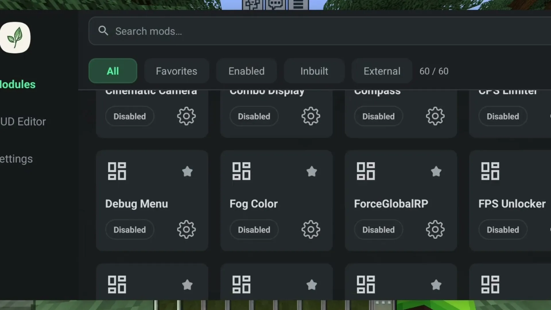 ArmorHUD settings: equipment size, durability, text and HUD editor tabs