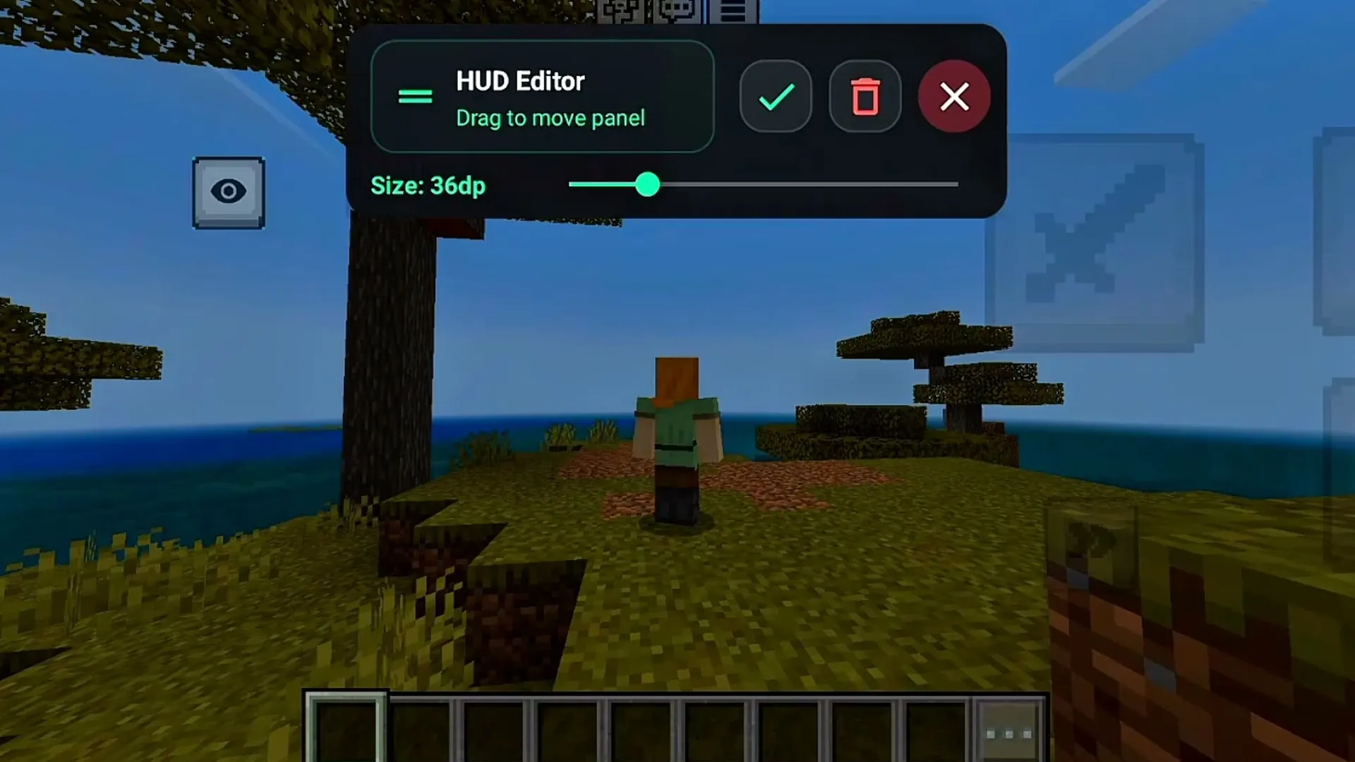 The HUD Editor moves and resizes on-screen buttons