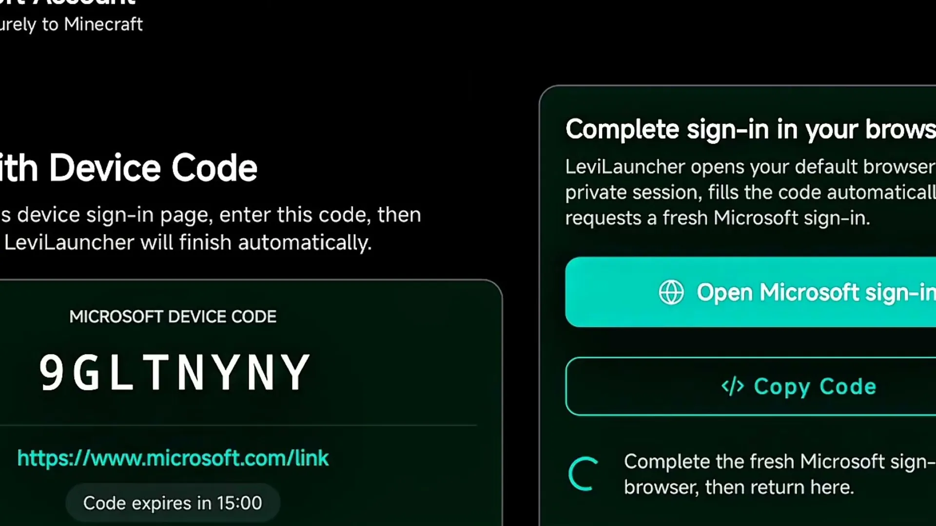 Signing in with a Microsoft account by device code